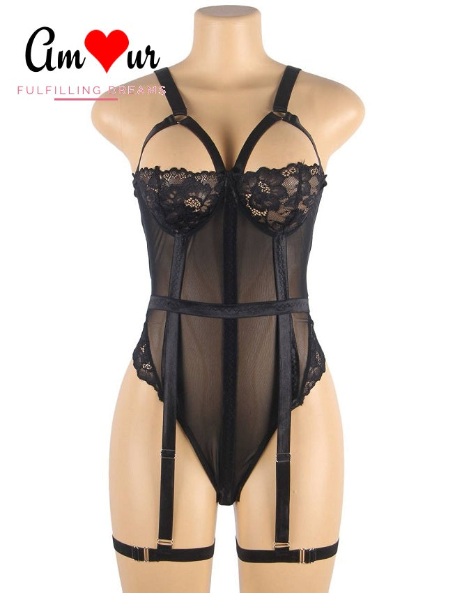Suggestive Lace Teddy with Sexy Leg Rings