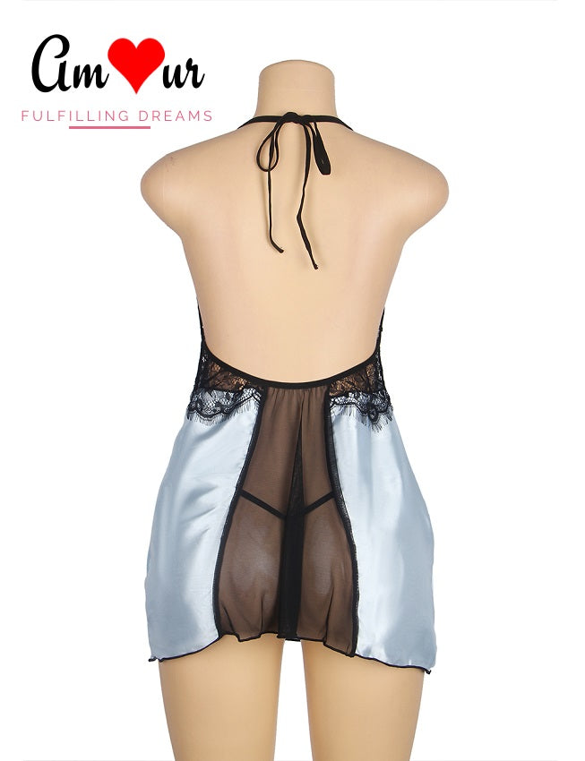 Irresistible Power Blue Halter Babydoll