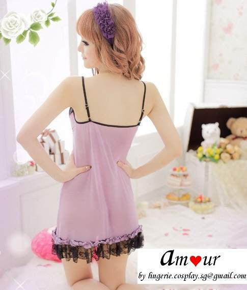 [sheer lavender lace babydoll] - AMOUR Lingerie