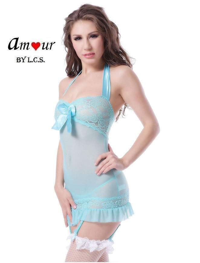 [baby blue babydoll garters] - AMOUR Lingerie