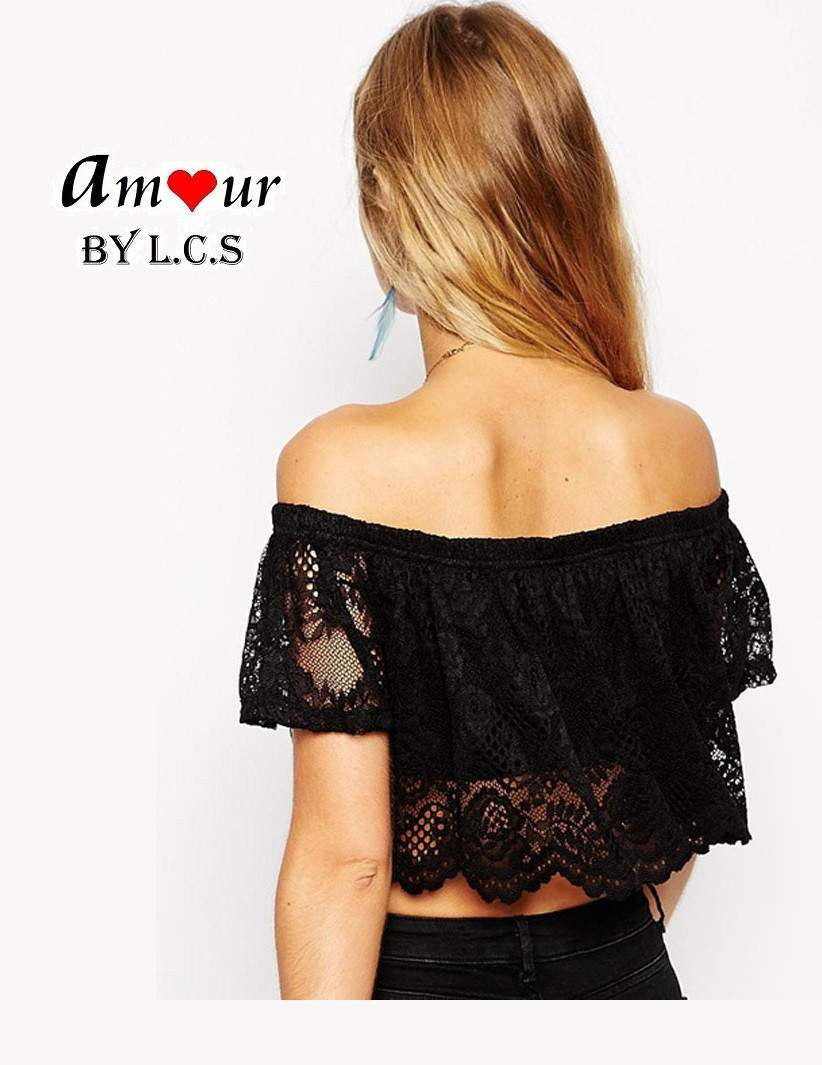 [sexy off shoulder crop top] - AMOUR Lingerie