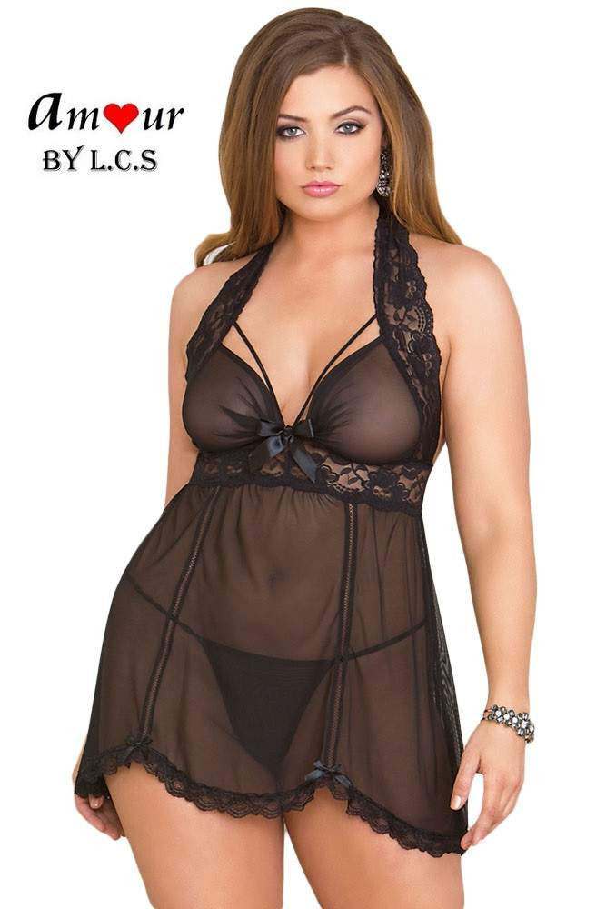 [black open back sexy babydoll] - AMOUR Lingerie
