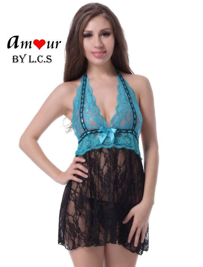 [sexy halter lace babydoll] - AMOUR Lingerie