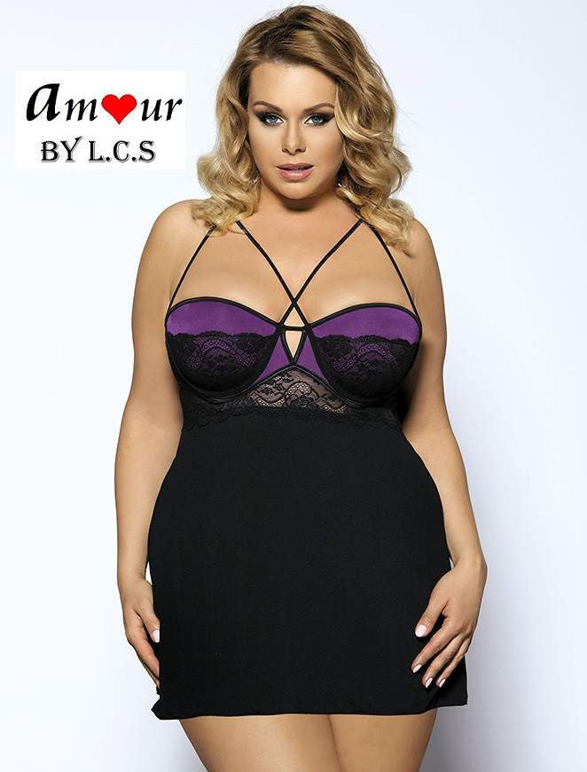 [purple halter open back babydoll] - AMOUR Lingerie