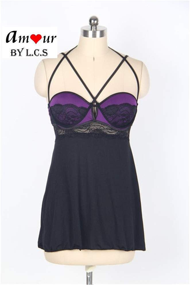 [purple halter babydoll on mannequin] - AMOUR Lingerie