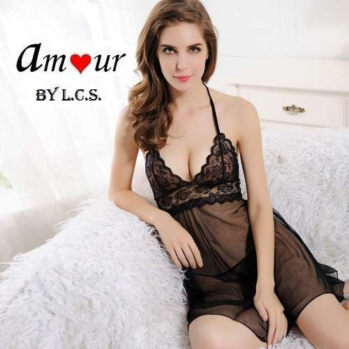 [erotic halter sheer chemise] - AMOUR Lingerie