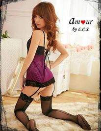 [sexy purple lace babydoll] - AMOUR Lingerie