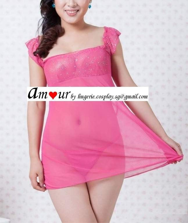 [sexy pink lace chemise] - AMOUR Lingerie