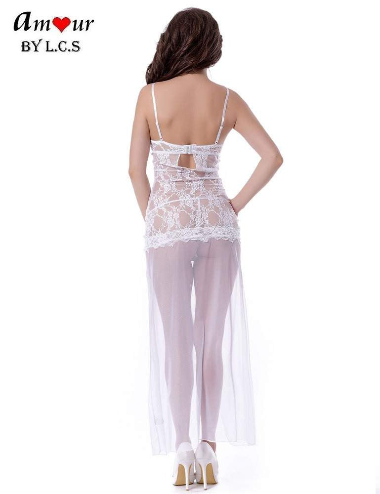 [see through lace gown backview] - AMOUR Lingerie