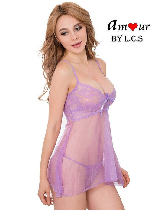 [sexy lavender lace babydoll] - AMOUR Lingerie