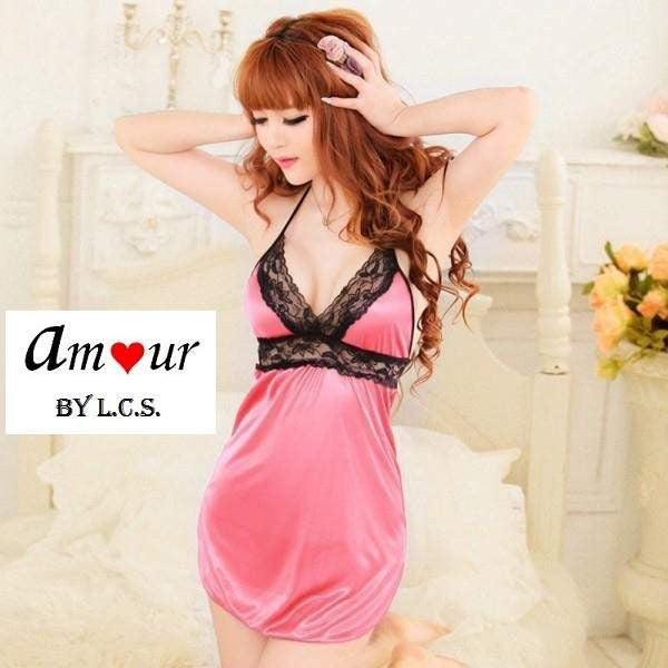 [sweet pink lace chemise] - AMOUR Lingerie