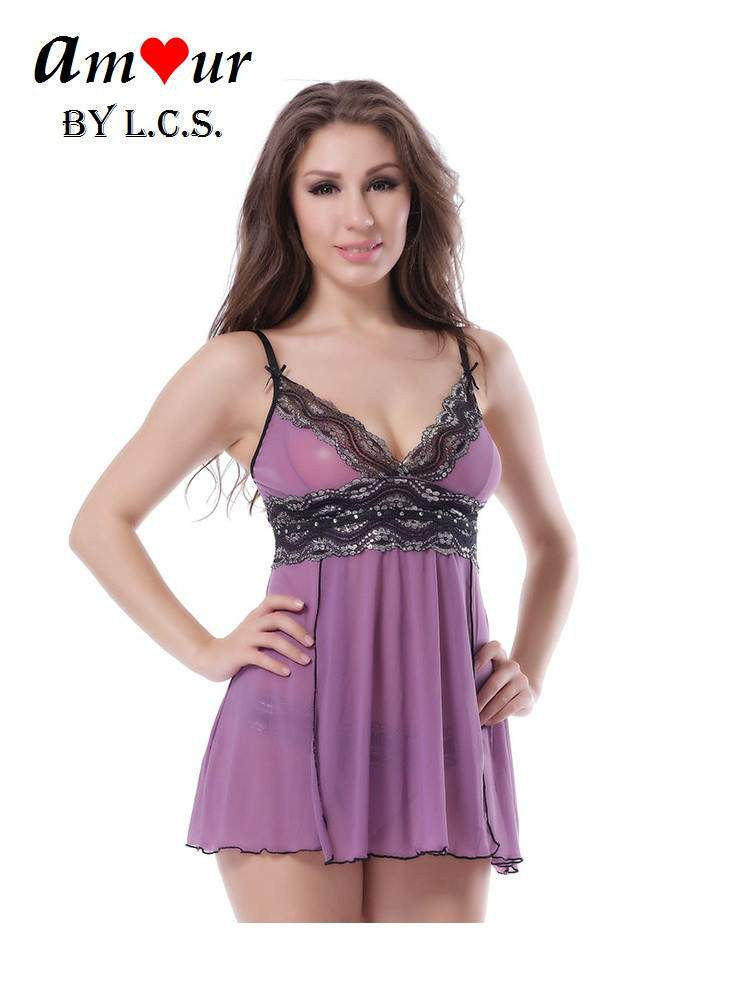 Sexy Glitter Purple Violet Babydoll Dress Amour Lingerie Sexy Glitter Purple Violet Babydoll Dress Amour Lingerie