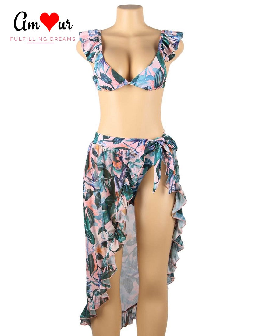 bikini set with ruffles skirt