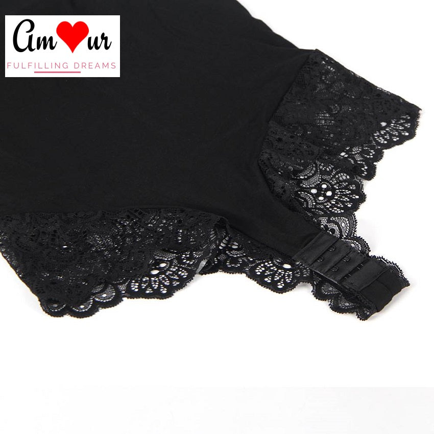 Comfy Black Lacy Bodysuit Pyjamas