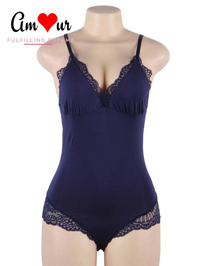 blue soft lace teddy product