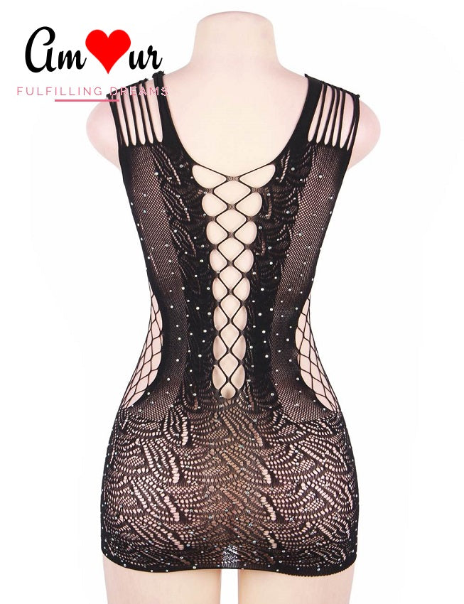 glitter crystals black babydoll