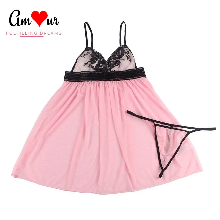 Feminine pink babydoll dress