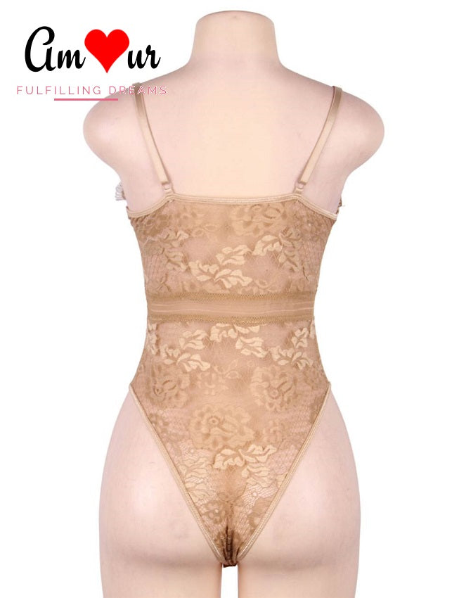 see through gold lace teddy