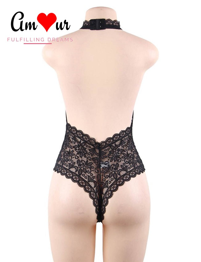 Royal Lace Open-Front Sexy Teddy Lingerie