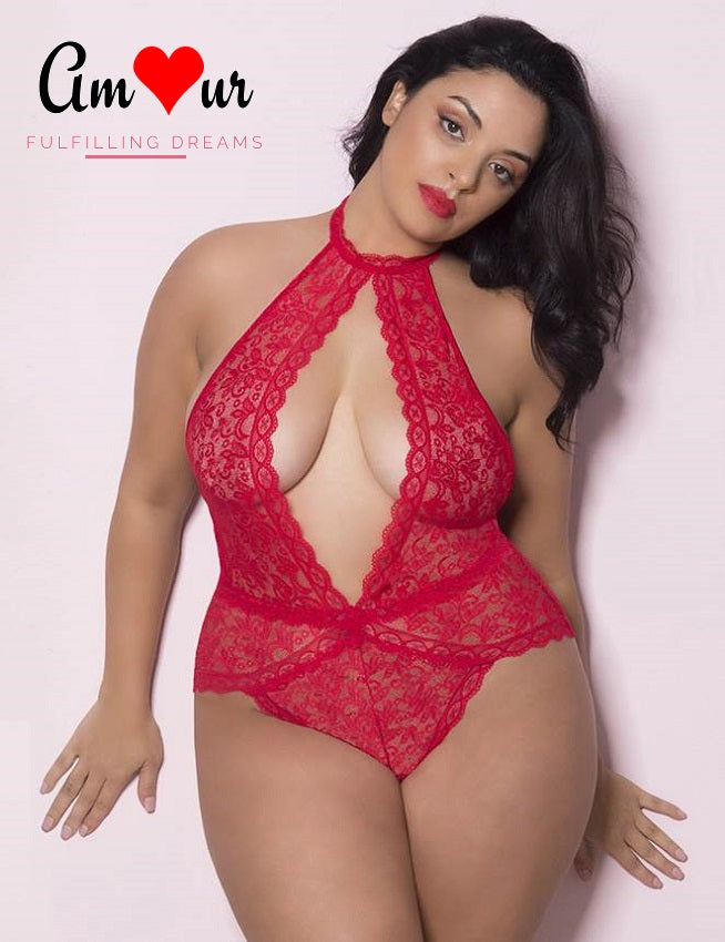 sexy red lace teddy lingerie