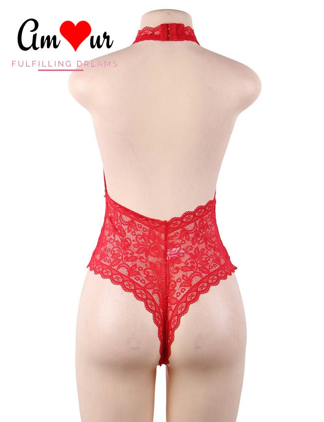 Royal Lace Open-Front Sexy Teddy Lingerie
