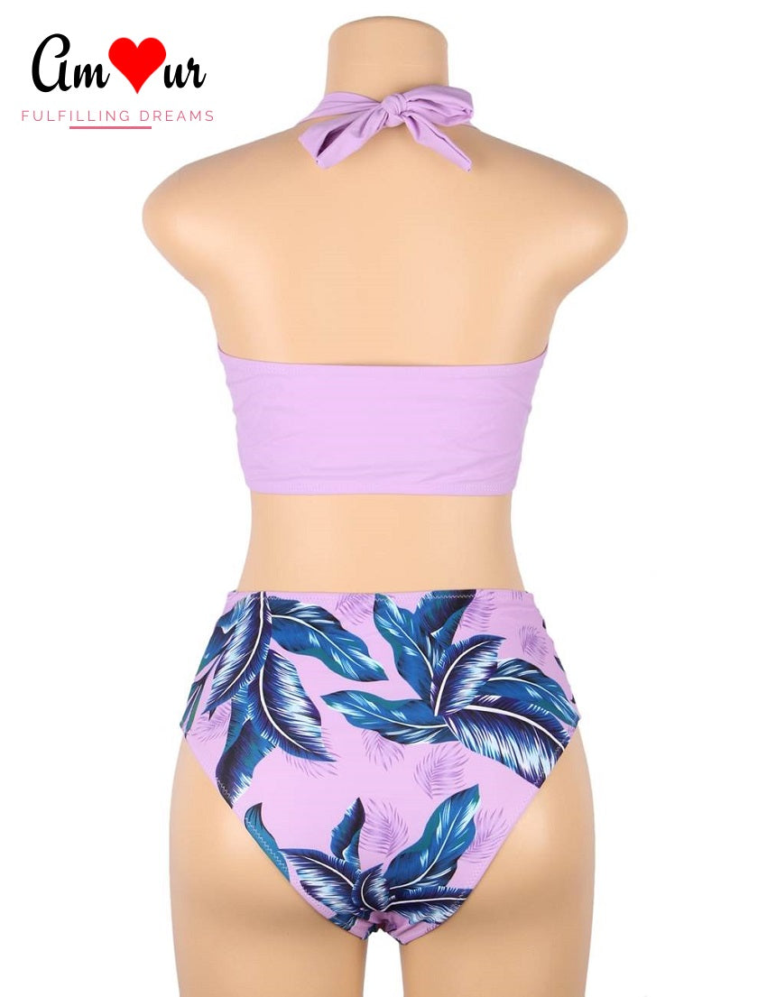 2 piece lavender swimwear backview