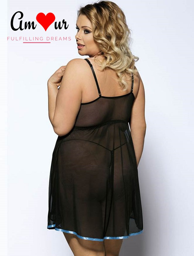 plus size sheer black lace dress