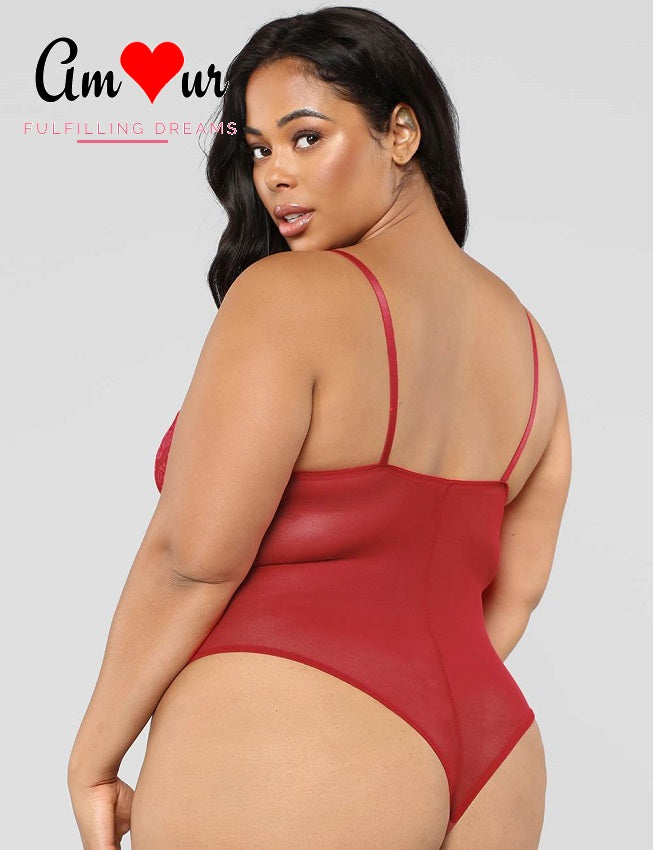 plus size red lace teddy