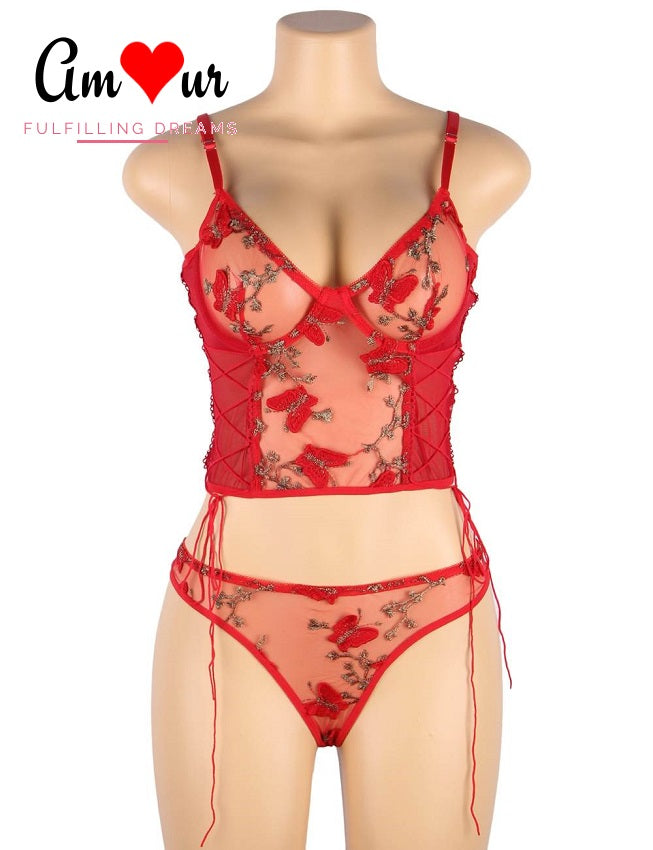 red gold butterfly corset