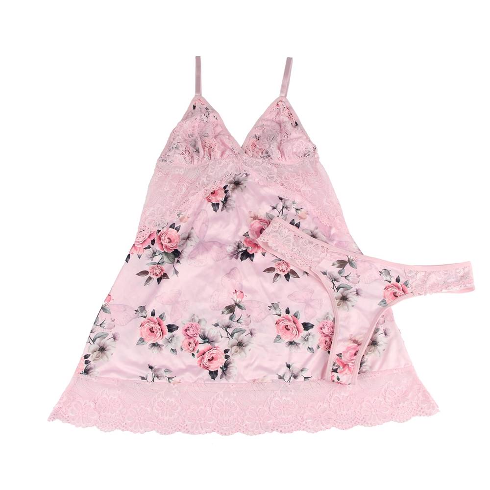 pink floral lace babydoll actual item