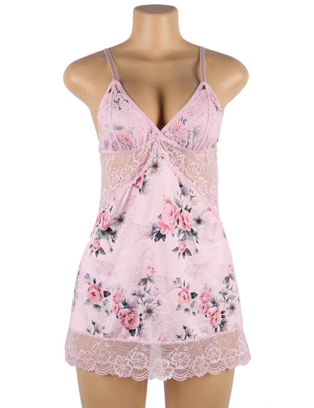floral pink lace  dress on mannikin