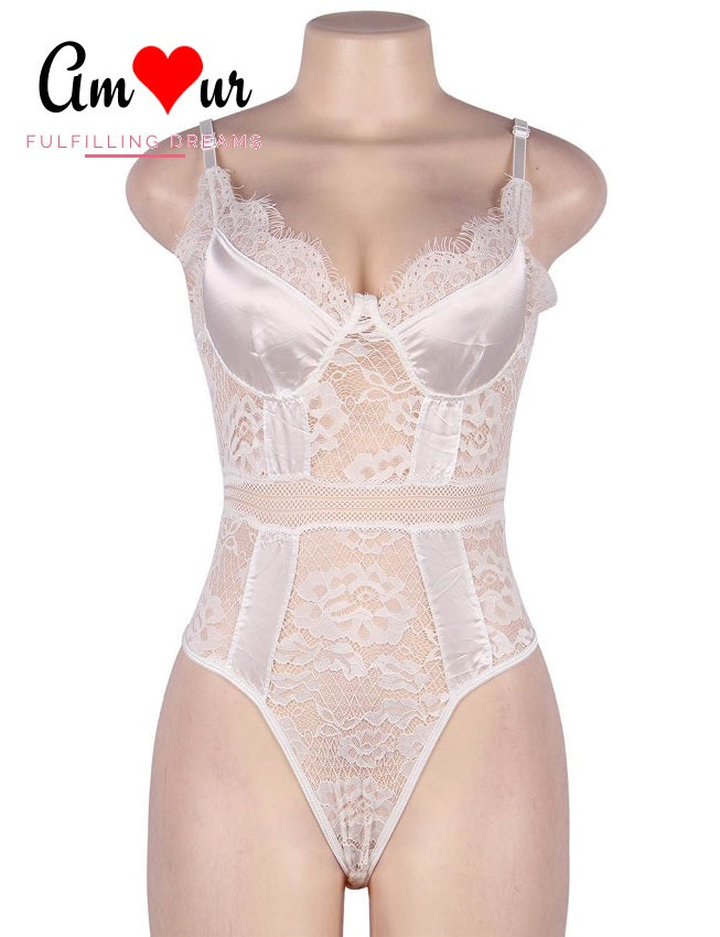 satin and lace teddy lingerie