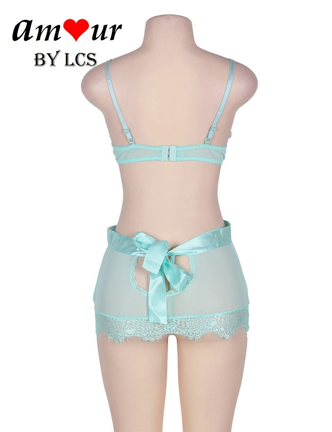 Sexy Floral Lace Bra & Micro Mini Skirt