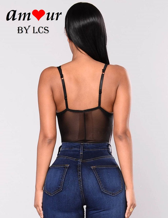 sexy see through black teddy