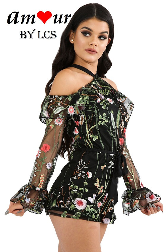 [cold shoulder romper suit] - AMOUR Lingerie