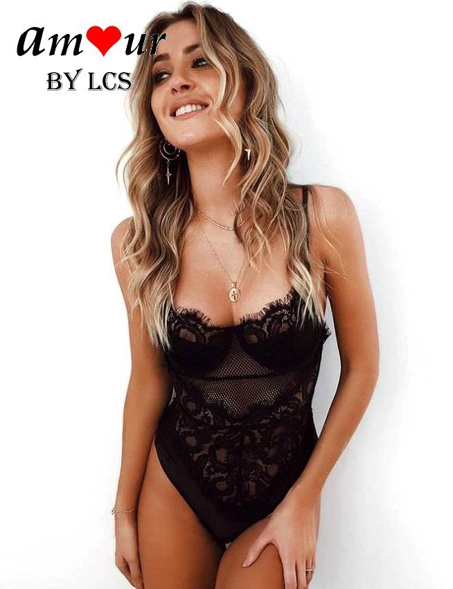 [black sheer lace teddy] - AMOUR Lingerie