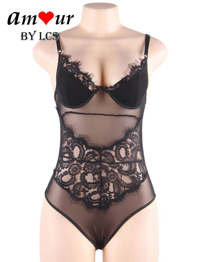 Sexy Floral Lace Teddy Lingerie