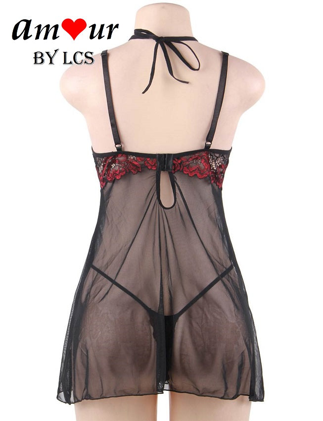 Sexy Halter Openable Cups Erotica Chemise