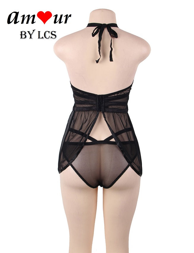 Passionately-In-Love Halter Open Back Babydoll
