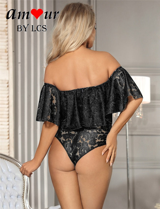 [luxe ruffles thongs teddy] - AMOUR Lingerie