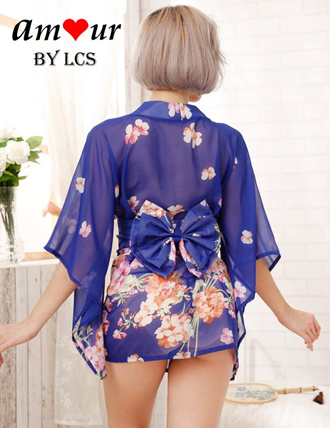[bue ultra short kimono robe] - AMOUR Lingerie