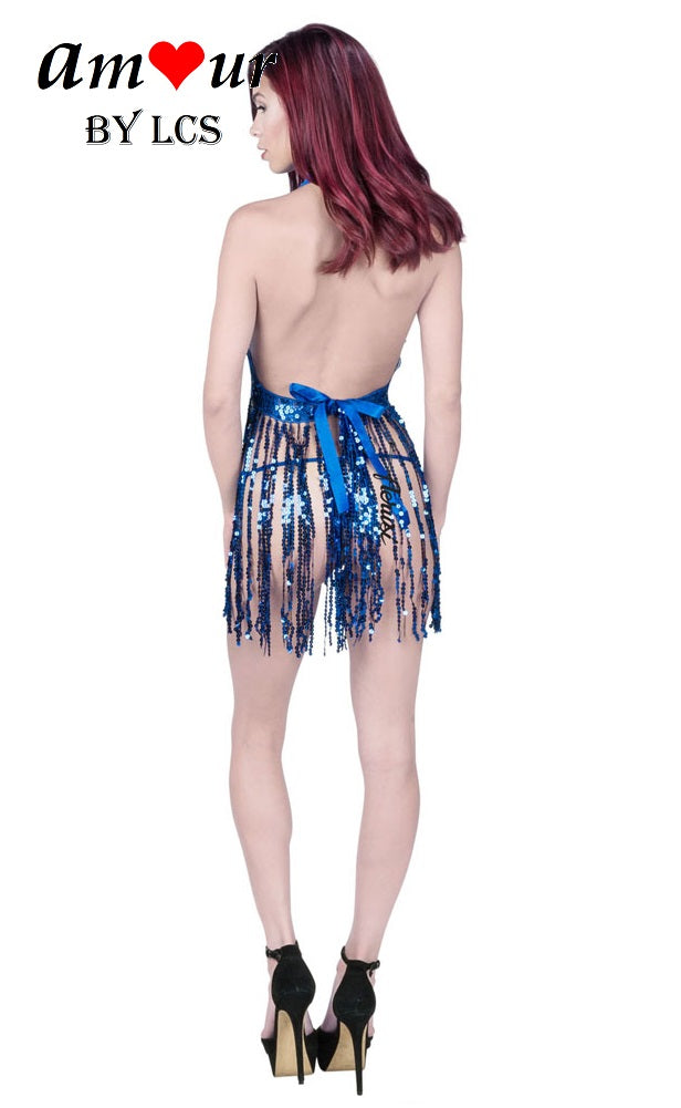 bareback sequin tassel babydoll