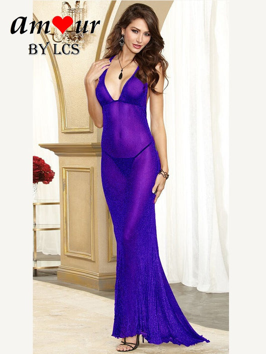 [shimmery purple nightgown lingerie] - AMOUR Lingerie