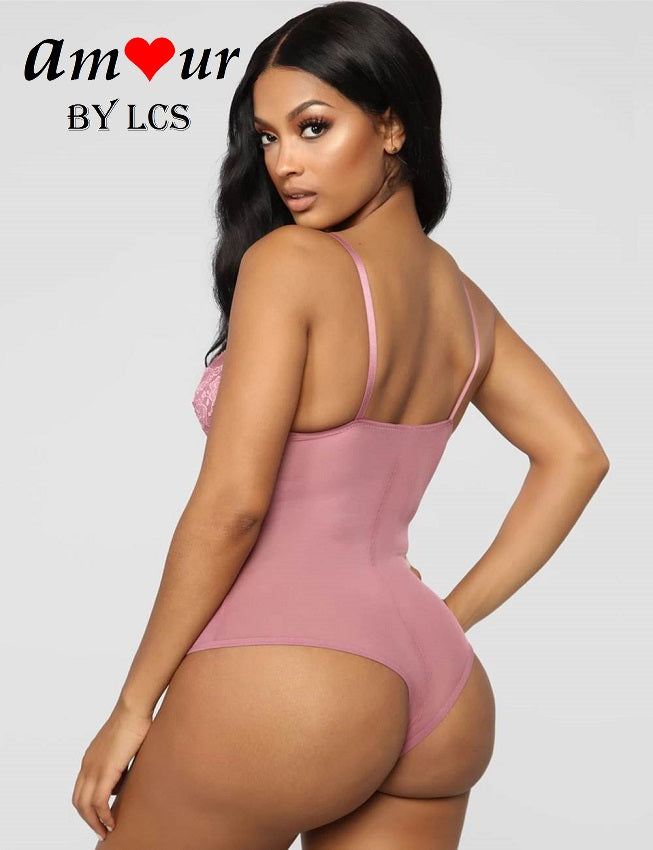 sheer pink lace teddy