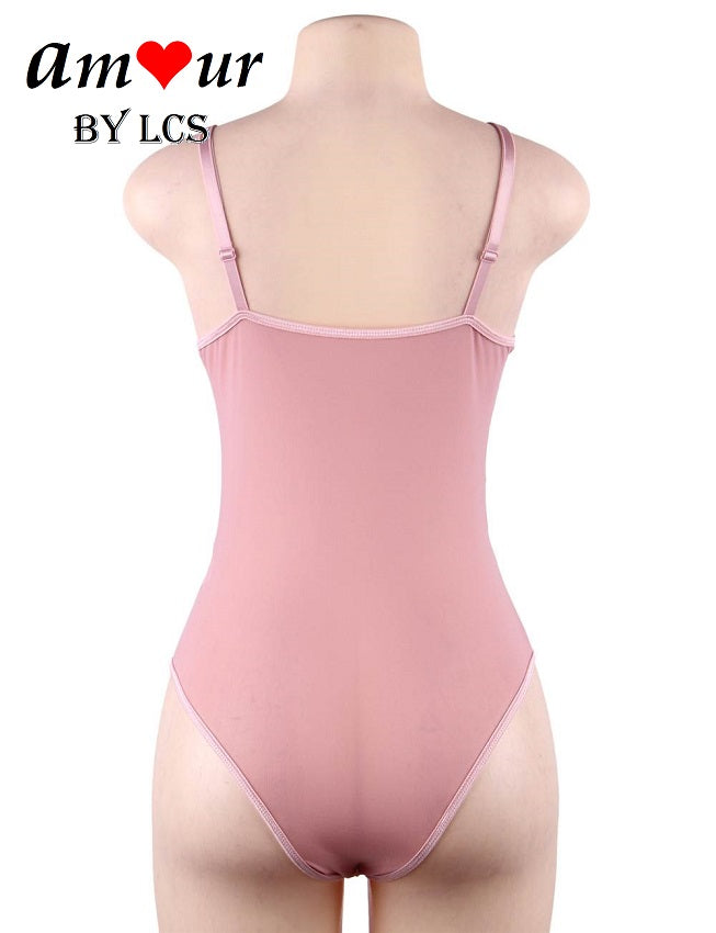 earthy pink lace teddy