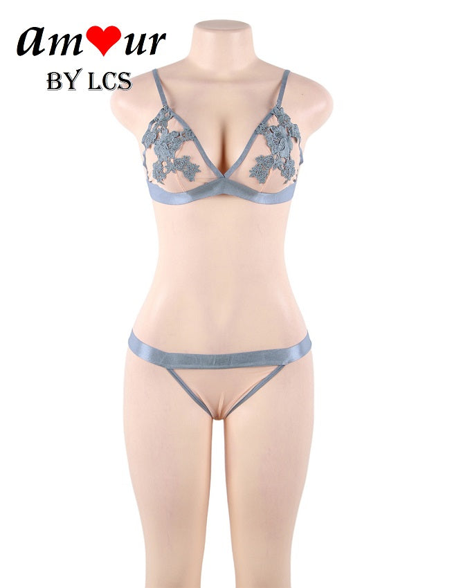 Erotic Sexy Embroidered Bra & Panty Lingerie Set