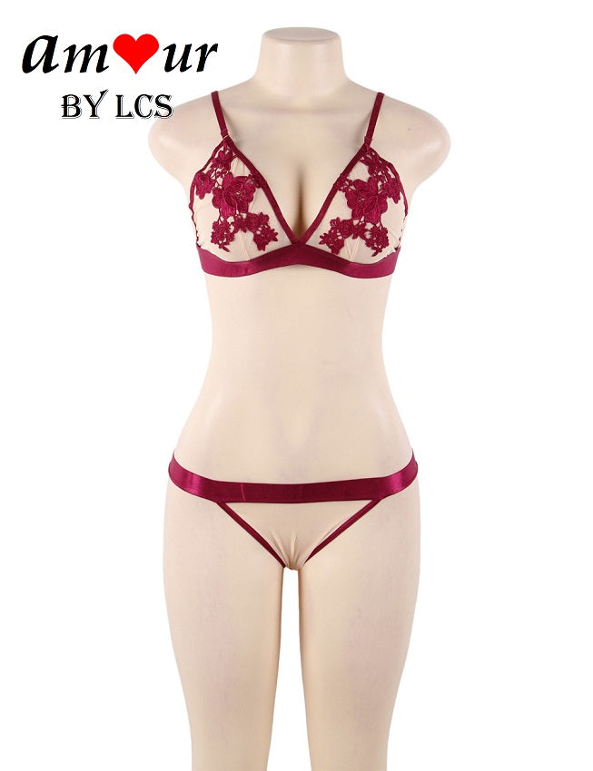 Erotic Sexy Embroidered Bra & Panty Lingerie Set