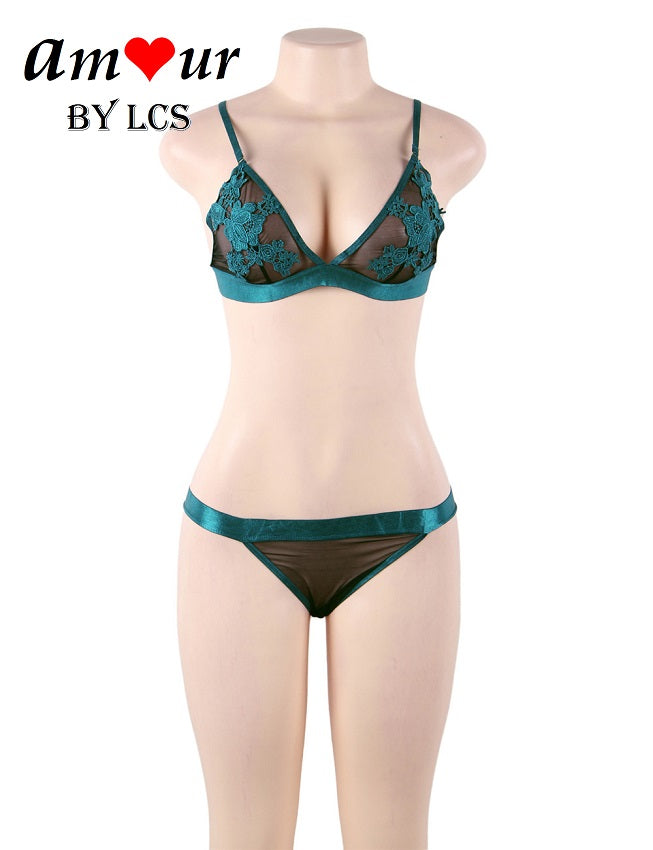 Erotic Sexy Embroidered Bra & Panty Lingerie Set