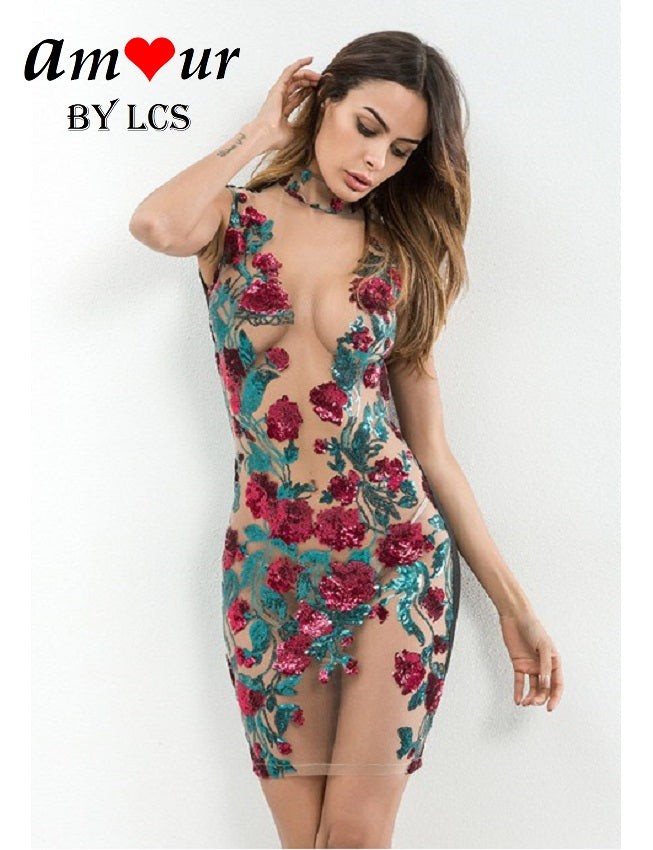 [clear floral lace dress] - AMOUR Lingerie