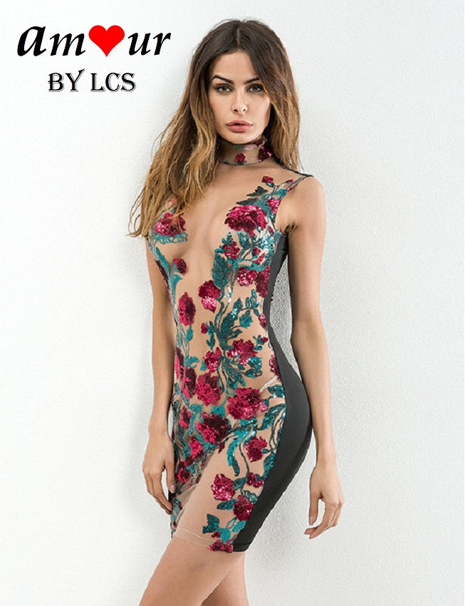 [floral embroidered bodycon] - AMOUR Lingerie